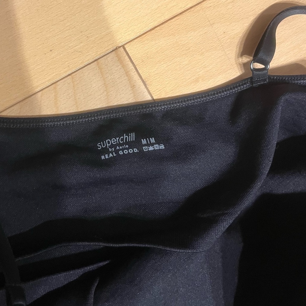Aerie Superchill Seamless Corset Tank Top in True Black - Picture 6 of 6